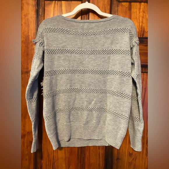 Banana Republic Mariner Fringe Grey Textured Sweater Holidays 2015 Collection XS - Picture 2 of 6